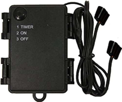 FADEDA Batteriebox f. 3X AA, ON/Off/Timer 6 Std. Betrieb/ 18 Std. Pause/2x Buchse für 2X Zwergstecker 2,6 mm/Kabellänge: 14 cm