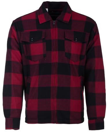 Henry Terre Holzfällerjacke Herren Hemdjacke Arbeitsjacke Hemd Flanell Jacke Thermojacke Kariert Gefüttert, Farbe:rot, Größe:XXL