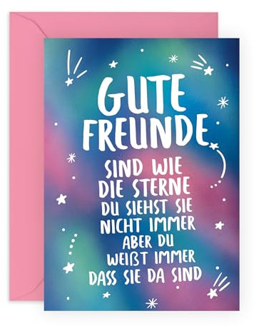 Central 23 Geburtstagskarte für Freunde – GUTE FREUNDE SIND WIE DIE STERNE – süße Geburtstagskarten für Männer und Frauen – Beste Freundin Karte – Freundschaft