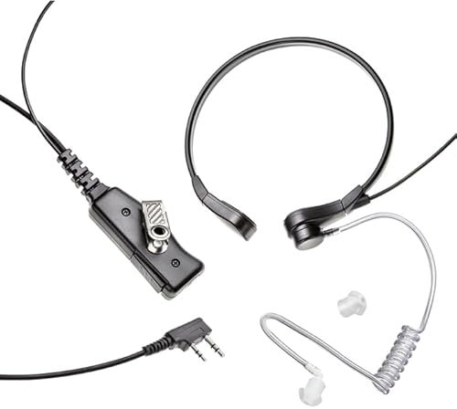 Throat SWAT Tactical Covert Earpiece Headset with PTT Microphone for Kenwood 2 Pin Radio