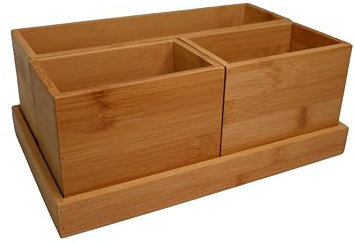 hausleben 4 teiliger Multi-Organizer | 28x18x10 cm | Natur | Bambus | umweltfreundlich | Tisch