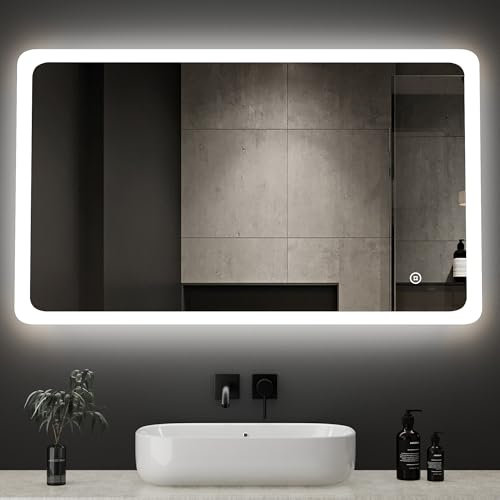 Boromal LED Badspiegel mit Beleuchtung 120x70cm Badezimmerspiegel 3 Lichtfarbe Dimmbar 3000-6500K 4120LM Kaltweiß Neutral Warmweiß Wandspiegel mit Beleuchtung LED Spiegel mit Touch Schalter