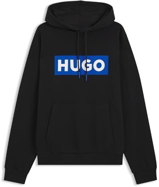 HUGO Herren Nalves Hoodie aus Baumwoll-Terry mit rechteckigem Logo-Print