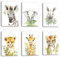 ZXHYWYM Safari Tier Kinderzimmer WandDekor 6 Teilig Waldbaby Tierbild Leinwanddrucke Aquarell Dschungeltier Poster für Kinderzimmer Klassenzimmer Dekor (Bild-2, (20.00 x 30.00 cms x 6 Teilig))