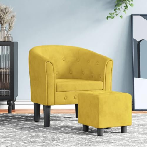 THOYTOUI Clubsessel, TV Sessel Leseessel Armlehnensessel Kinosessel Geeignet für Stube Speisesaal Balkon Wohnzimmer mit Fußhocker Gelb Samt