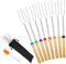 OFFCUP Brochettes Télescopiques en Acier Inoxydable, 8pcs Fourchette Barbecue Télescopique, Bâtons à Rôtir avec Manche en Bois, Extensible à 32 Pouces de Long Pour Guimauve Barbecue de Camping