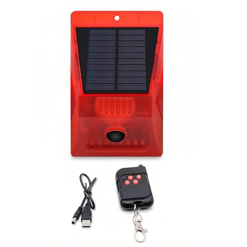 Lancoon Alarme Solaire stroboscopique avec détecteur de Mouvement télécommandé Alarme extérieure Répulseur d'animaux Sirène de sécurité IP65 protégée par l'eau pour Villa, Grange, Cour de Ferme
