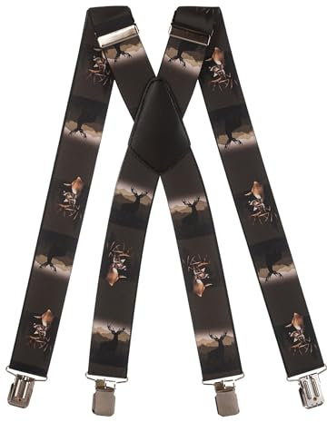 Olata Hosenträger extra starken mit 4 Clips X-Form, Gedruckt Design - 4cm. Hirsch