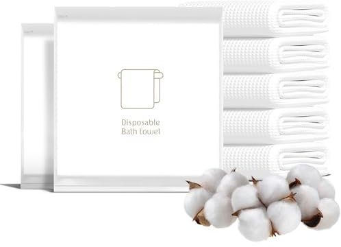 THMINS Confezione da 5 asciugamani da bagno usa e getta da 70 x 140 cm, asciugamani da doccia grandi asciugamani usa e getta, 10 confezioni individuali per hotel da viaggio. Morbidi e assorbenti…
