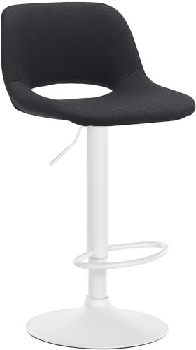CLP Barhocker Camden I Stoff-Bezug I Drehbar, Farbe:schwarz, Material Gestell:Metall matt Weiss