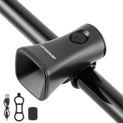 Fahrradklingel Elektrisch, USB Wiederaufladbar Fahrradhupe Elektrisch, Laut 120dB Fahrrad Klingel IPX4 wasserdichte Fahrradglocke für Scooter, Mountainbikes, Rennräder, MTB, Schwarz