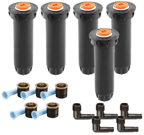 5X Rain-Bird 1804 Versenkregner mit 12 Van Düsen 2,7-3,7 m & 1/2 Flexwinkel SBE050