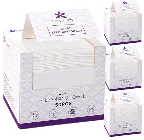 Serenorch Disposable Face Towels, 200 Count, 10 x 12 Inch | Extra-Large 10 x 12 Inch Wipes for Facial Cleansing and Makeup Removal