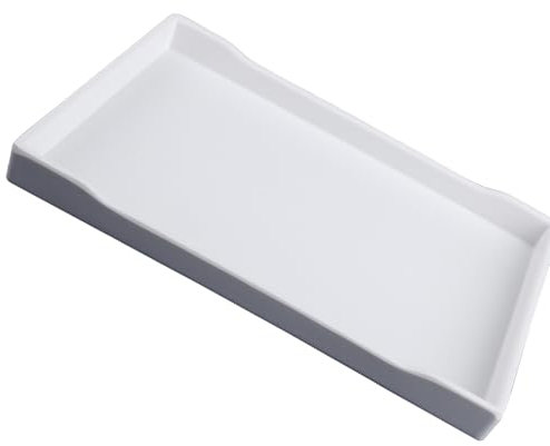 Luckious Bathroom Tray Storage, Wood Grain Style Dresser Tray, Non-Slip Rectangular Small Tray, Jewelry Tray Racks for Perfume, Skincare, Plants（White）