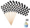 BLMHTWO 96 Pcs Checkered Flag Cupcake Toppers Cars Cupcake Toppers Checkered Racing Flag Toothpicks Black And White Racing Toothpick Flag for Party Cocktail Fruit Decoration