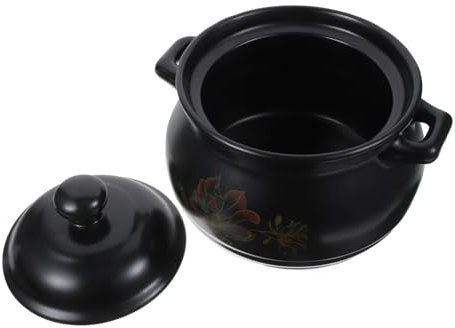 Garneck Olla De Cerámica Para Sopa Olla Para Guisar De Barro No Se Calienta De Manera Uniforme Color Negro