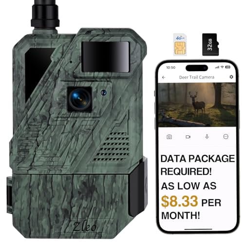 Zleo Cellular Game Trail Camera Solar, Wildlife Deer Cameras with Low Glow Night Vision Waterproof, Flexible Data Plan, 0.3s Trigger, Live Feed to Cell Phone, No WiFi Needed