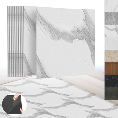 XINZI Piastrelle autoadesive in PVC, per pavimenti in vinile, effetto legno, 108 piastrelle in vinile, 10,04 m², per cucina, soggiorno, effetto marmo, beige