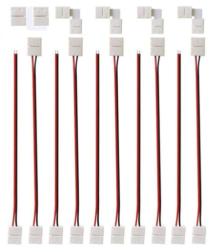 Comforty Lot de 10 connecteurs pour bande LED à 2 broches - Adaptateur de câble de raccordement 2 broches - Pour bandes LED SMD 3528 2835 de 8 mm de large - Pas de soudure