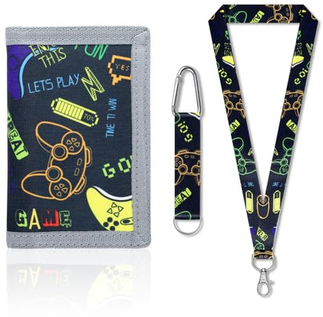 Kitnelw Porte Monnaie Enfant Portefeuille à Motif à Suspendre Autour du Cou Porte Feuille pour Garçons, Adolescents, Cadeau d'anniversaire, Rentrée Scolaire