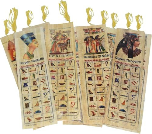 Luxuriöses Lesezeichen aus authentischem ägyptischem Papyrus – Design inspiriert von der ägyptischen pharaonischen Kultur – Ein Kunstwerk für Bücherliebhaber, Set aus 2 – Hergestellt in Ägypten