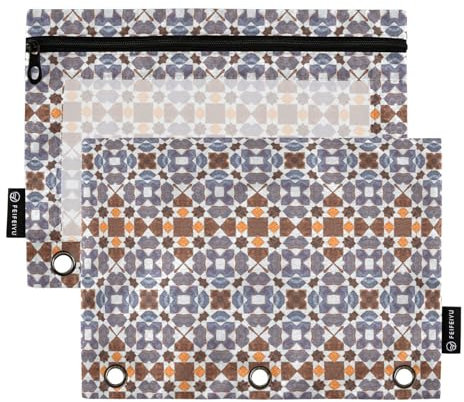 Marokkanisches Muster, Mappen, Stoff-Federmäppchen für 3-Loch-Bindertaschen mit 3 Ringen, für Studenten, Schreibwarenzubehör