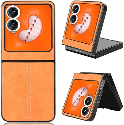 XFDSFDL® Schutzhülle für Infinix Zero Flip (6,9 Zoll) Ultra Schlank Leichte Hart PC Handytasche Rindsleder Muster PU Umschlagrückseite Handy Hülle Braun