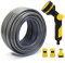 Garden Hose Pipe, 30M/98Ft 1/2 Anti-Kink Hard Wearing Hose Reinforced Explosion Proof Outdoor Water Pipes Including 2 in 1 Faucet Adapter, Hose End Quick Connector，with 10 Modes Water Spray Gun