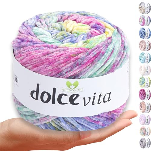 MeriWoolArt Chenille Wolle (Samtgarn) zum Stricken & Häkeln – 150g (260m) – 100% Polyester Flauschgarn – ideal als Amigurumi Garn für Kissen, Decken, Haustierbett & DIY-Geschenke