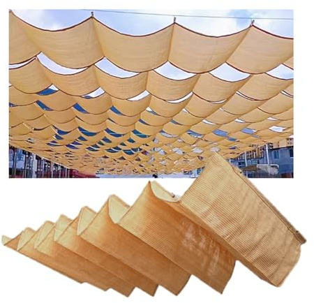 CVERTHAF Voile d'ombrage ondulée, Voile d'ombrage rétractable à Corde coulissante, Protection Solaire Anti-UV, pergola rétractable, avec kit de Rail Coulissant (l 1,7 x L 14 m/l 5,57 x L 45,93 pi)