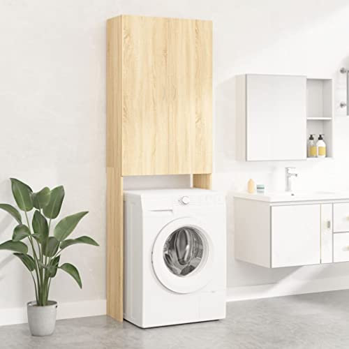 Unity Mobile per Lavatrice Asciugatrice Armadio Mobiletto Bagno Salvaspazio Rovere Sonoma 64x25,5x190 cm