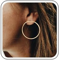 Cybche Vintage Große Runde Kreis Ohrringe Gold Dünnen Reifen Große Runde Baumeln Ohrringe Minimalistische Aussage Geometrie Hohlen Kreis Ohrstecker Schmuck Für Frauen