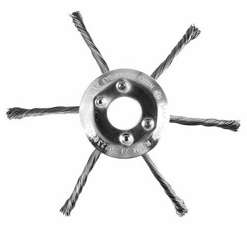 7-Zoll Unkrautbürste für Rasentrimmer, 6-Fadige Stahldraht Unkrautbürste für Freischneider elektrisch Wildkrautbürste, Akku Rasentrimmer Entfernung von Unkraut, Moos und Wildkraut