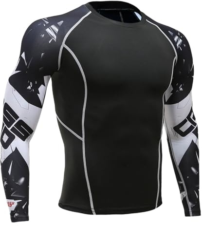 Rashguard - Maglietta da uomo, a maniche lunghe, per surf, outdoor, in neoprene, traspirante, protezione solare, a compressione, Bianco #5., 3XL