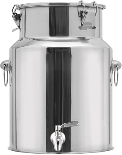 Lechera Acero Inoxidable 5-88 litros,lechera Acero Inoxidable con Tapa con Tapa con Asa, para Transportar o Almacenar Leche,withfaucet-5L