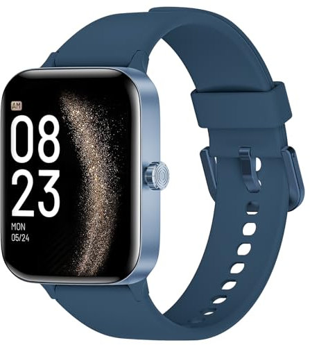 KIUVKAS Smartwatch Uomo Donna, 1.95 Full Touch Screen Smartwatch con Effettua/Risposta Chiamate, Fitness Tracker con Pressione Sanguigna e Monitor Sonno, 140+ Sport Step Counter per Android iOS