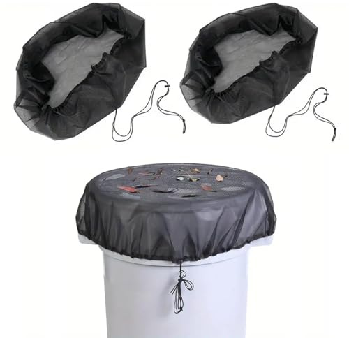 Outddor Rain Barrel Cover,Ompinda 2 Pack Mesh Water Collection Bucket Yarn Cover with Drawstring Buckets Protector Screen for Preventing Mosquito,Fallen Leaves (60cm)
