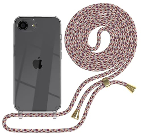 EAZY CASE Handykette kompatibel mit iPhone 16e Handyhülle mit Umhängeband, Handykordel mit Schutzhülle, Silikonhülle, Hülle mit Band, Stylische Kette für Smartphones, Rot Camouflage
