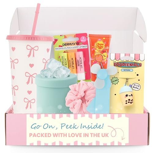 Summer Gift Set for Teen Girls with Cup, Fan, Lip Balm, Scrunchie & Keyring | Summer stuff for teen girls with tumbler, pocket fan and self-care treats to stay cool, refreshed and ready for sunny days.