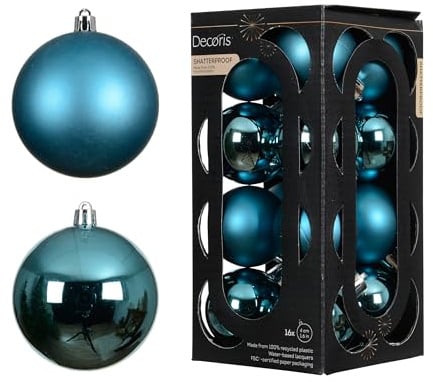 Kaemingk Weihnachtskugeln Kunststoff 4cm 16 Stück - klein & bruchsicher - Christbaumkugeln Weihnachtsbaumkugeln für Weihnachten - Christbaumschmuck & Weihnachtsbaumschmuck - Folkloreblau