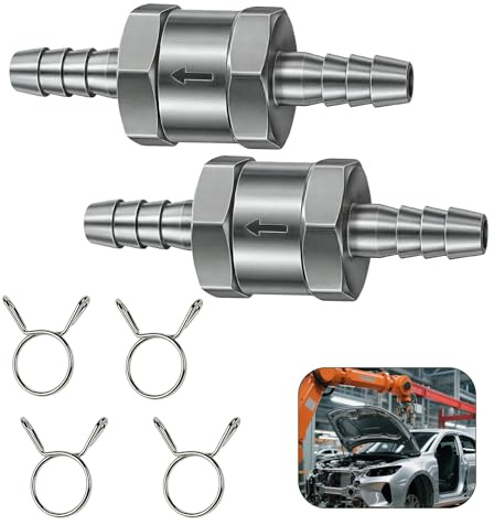 DmDoyy Clapet Anti-Retour De Carburant 8mm Valve De Carburant En Alliage D'Aluminium, Pour Voiture Bateau Moto, Système De Contrôle À Essence (2 Pièces)