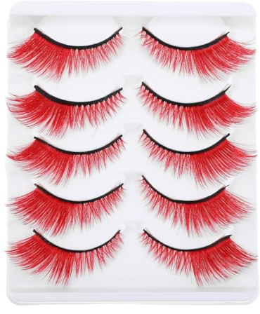 CLISPEED Lot de 5 paires de faux cils Wispy Eyelash - Faux cils - Aspect naturel - Accessoire de maquillage - Rouge