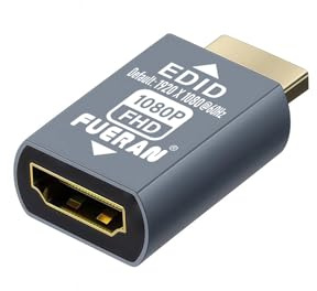 FUERAN HDMI EDID Emulator Adapter, 1920X1080@60Hz Passthrough, Plug & Play, Compatible with Mac, Thunderbolt to HDMI, Switches, AV Receivers, Extenders (1920X1080@60Hz(1080P))
