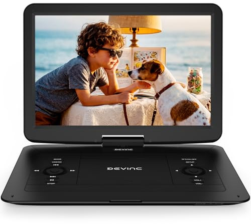 17.5 Portable DVD Player with 15.6 Large HD Screen, 6 Hours Rechargeable Battery, Support Multiple Disc/USB/SD Card Formats and Sync