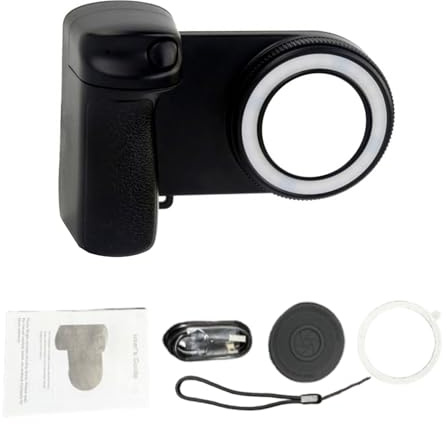 Annadue Magnetischer Selfie-Ringlicht-Handygriff mit Kabelloser Bluetooth-Fernbedienung, Make-up-Spiegel auf der Rückseite, Tragbares Wiederaufladbares LED-Licht. Ideal für die