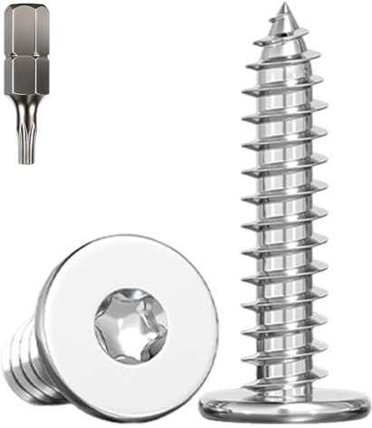 YOOZIYA 50 Piezas M4x16mm Tornillos para Madera Torx Cabeza Plana Inox | Acero Inoxidable 304 A2 V2A, Tornillos Autorroscantes Rosca Completa, Punta Torx Incluida, para Muebles, Madera y Bricolaje