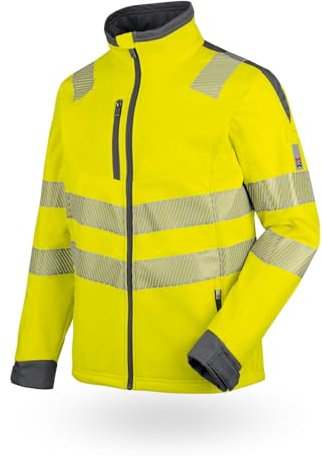 WÜRTH MODYF Warnschutz Softshelljacke Neon – hochwertige & reflektierende Arbeitsjacke in Größe M – winddicht, atmungsaktiv & wasserabweisend (8.000 mm WS)| Gelb
