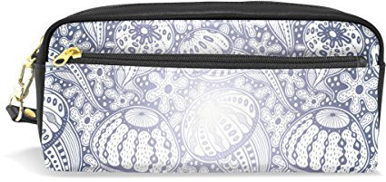 Eslifey Tragbare Tasche mit Quallen-Muster PU Leder Schulstifteetui, Stifteetui, Wasserdicht, Kosmetiktasche, Make-up-Koffer