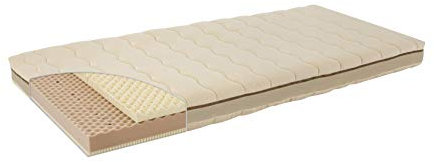 Träumeland T080275 Kind- & Jugendmatratze Naturstern 140 x 200 cm - Naturmatratze mit Bezug aus kbA-Baumwolle und hervorragendem Liegekomfort dank Naturlatex in innovativem Sandwichaufbau, mehrfarbig