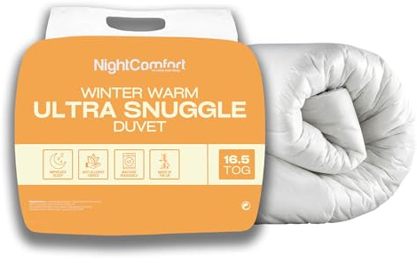 Night Comfort Easy Care 16.5 Tog Winter King Duvet Quilt - Ultra Snuggle Anti Allergy Extreme Warm Goose Down Alternative Duvet for Modern Bedding - (230cmx220cm, White)